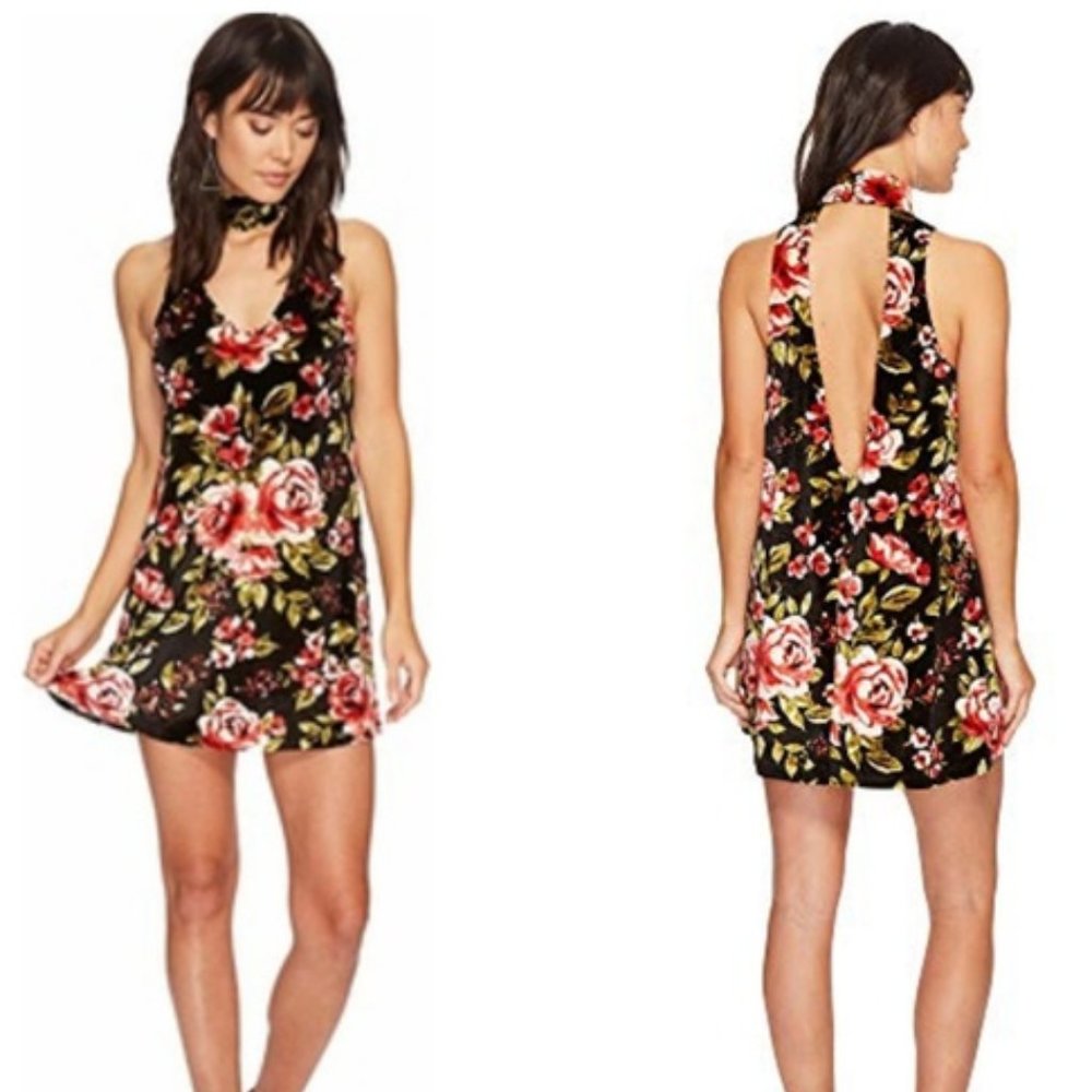 NWOT Show Me Your MuMu Floral Mini Dress in Black with Roses - Small